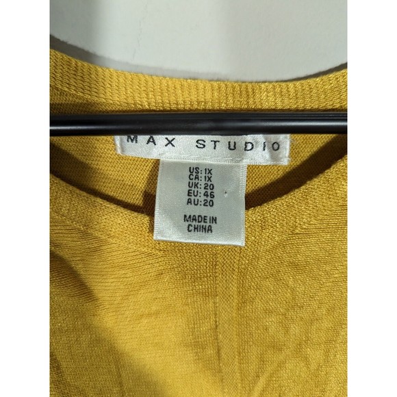 Max Studio Mustard Long Sleeve Knit Top Plus Size Women 1X - Picture 3 of 6